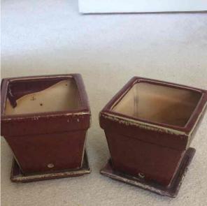 Hand painted ceramic pots