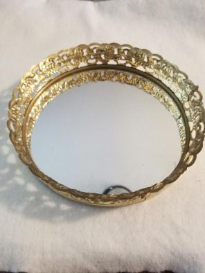 Vintage Round Mirror Tray