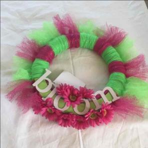 Pink and green wreath