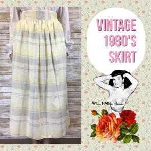 Vintage 1980's Yellow/Gray Plaid Skirt