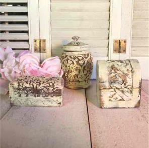 3 shabby chic Trinket boxes