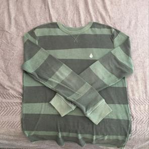 Volcom Soft Olive Striped Sweater