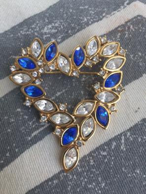 Vintage Monet Rhinestone Heart Brooch