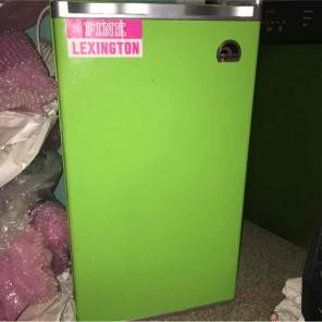 Lime green mini fridge