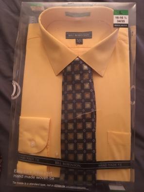 Men's Yellow Shirt And Tie Set