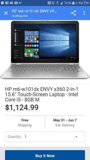 HP ENVY 2 IN 1 °360 15" TOUCHSCREEN LAP