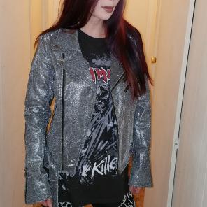 Silver sparkle biker jacket