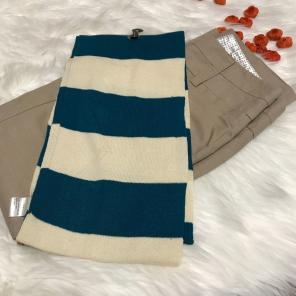 New Turquoise Blue & Cream Scarf