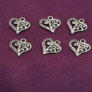 TIBETAN SILVER HEART CHARMS