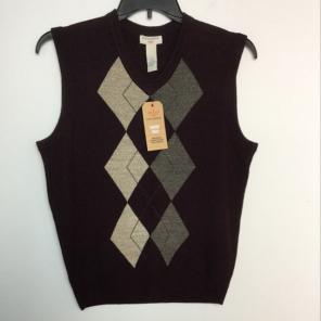 Dockers S Argyle Sweater Vest Wine NWT