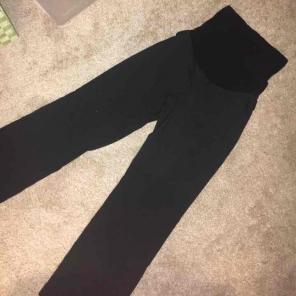 Black pinstriped maternity work pants