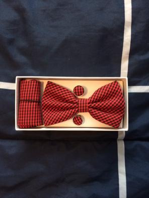 New Red Bowtie Set With Handkerchief