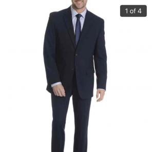 Wool Blend Black Men's Suit - 46R, 40W
