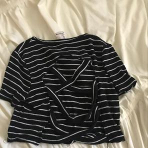 Black Striped Crop Top With Opened Back