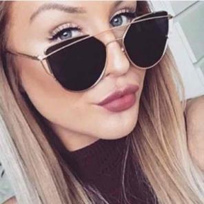 NWT Black Gold Cat Eye Mirror Sunglasses