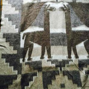 Vintage Alpaca Wool blanket Llamas Peru