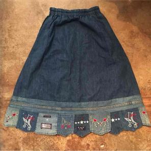 70s 80s Jeans Upcycled Skirt