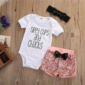 Sippy cups and chucks girls outfit set