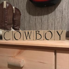 Cowboy Rustic Handmade Wood Blocks