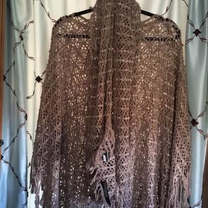 Nwt Phoncho And Scarf Tan Sequence