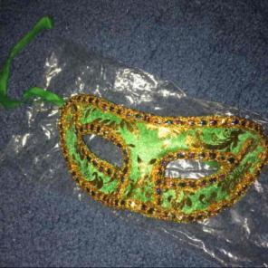 Masquerade Shiny Green Gold Mask