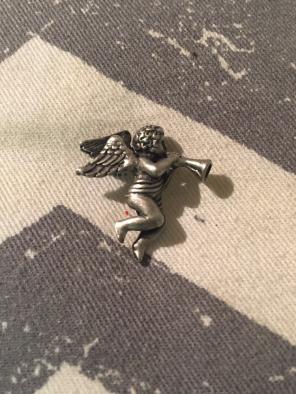 Vintage Pewter Tone Angel Trumpet Pin