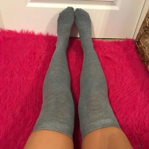 grey thigh high socks nwot