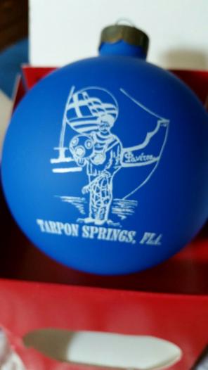 TARPON SPRINGS FL BLUE XMAS BALL-NEW