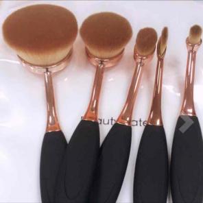 Oval makeup brushes rose gold 5 pc