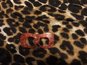 Retro Brooch Orange Glittery Eyeglasses