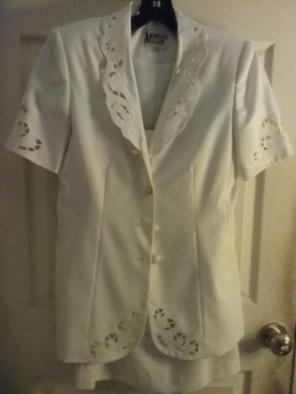 2 piece dressy white lined suit