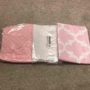 5 Yards Cotton Pink & White Fabric