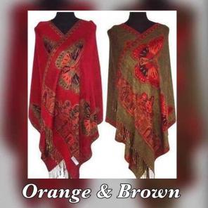 Orange & Brown Pashmina Reversible Wrap