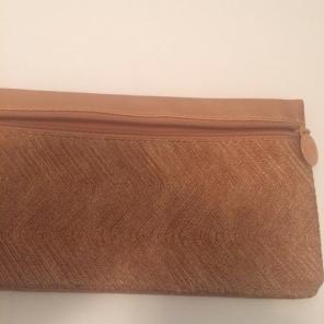 Ipsy Cosmetic Bag 8"L 4 1/2"W Gold Brown