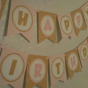 Pink and gold birthday banner