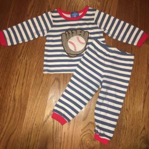 Mud Pie 12-18m Baseball Pajama Set