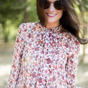 Zara floral long sleeve blouse high neck