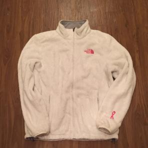 Fuzzy White North face Zip Up
