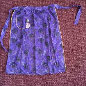 Vintage apron long purple flowers new