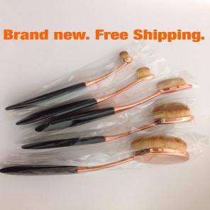 New 5 Black Gold Oval Makeup Brushes. FS