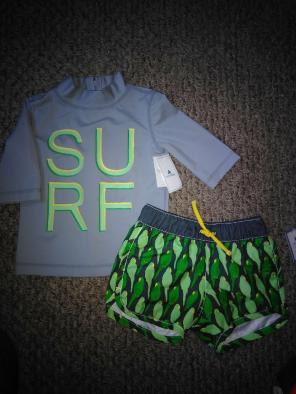 NWT baby Gap 2 PC swimsuit parrot 0-6M