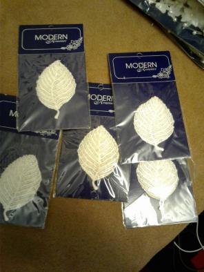 Wedding embroidered lace leaf
