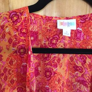 Lularoe Bianka Kimono Sz 3 Orange & Pink