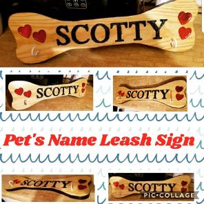 Pet Leash Wooden Signs