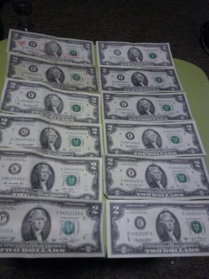 12 $2 Bills