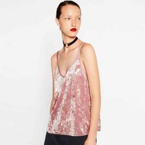 Zara Pink Velvet Camisole Top