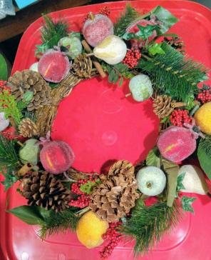 Holiday wreath with fruit