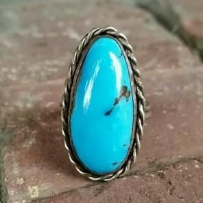Sterling Silver Lg Turquoise Ring Sz 7