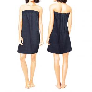 Women's Waffle Wrap Towel - Black