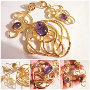 Gorgeous abstract brooch and earrings